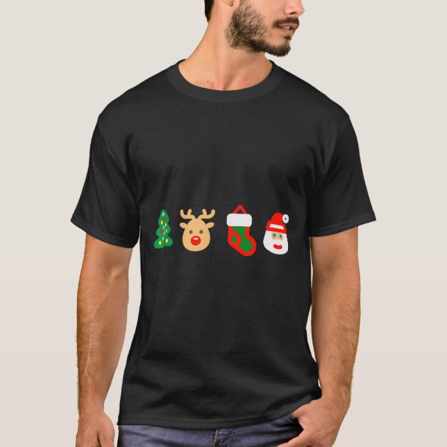 Christmas Xmas Santa, Tree, Stocking, Reindeer Des T-Shirt (Front)