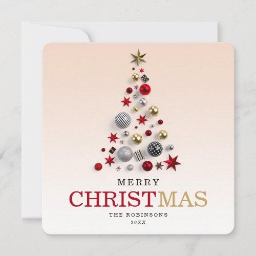 Christmas  Xmas Tree Corporate Family Blush Holiday Card