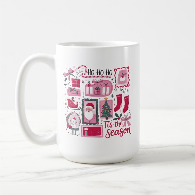 Christmas Xmas Trees Tis The Season Holiday Santa  Coffee Mug (Left)
