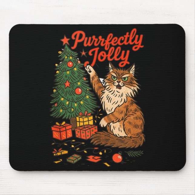 Christmas Xmas Vibes Cat Lover Cat Mom Purrfectly  Mouse Pad (Front)