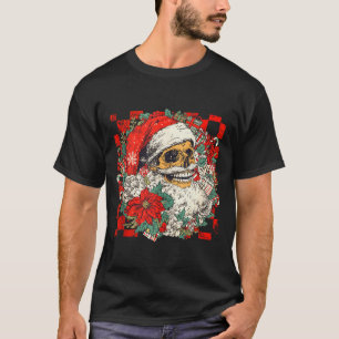 Christmas Xmas Vibes Skull Santa Lover Mistletoe H T-Shirt