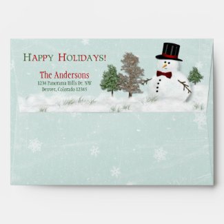 Christmas Xmas Winter Snowman A7 Return Address Envelope