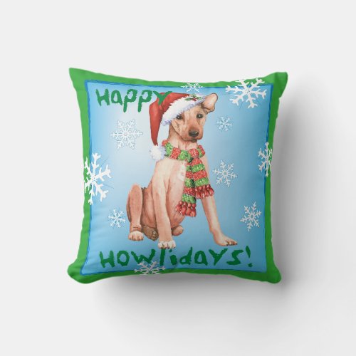 Christmas Xoloitzcuintli Throw Pillow