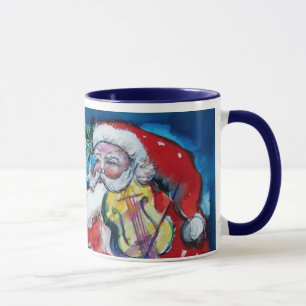 CHRISTMAS Y LETTER / SANTA WITH VIOLIN MONOGRAM MUG
