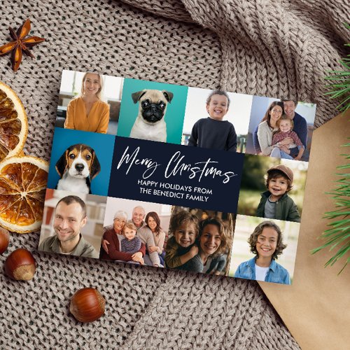 CHRISTMAS YEAR IN REVIEW 10 PHOTOS BLUE PINES HOLIDAY CARD