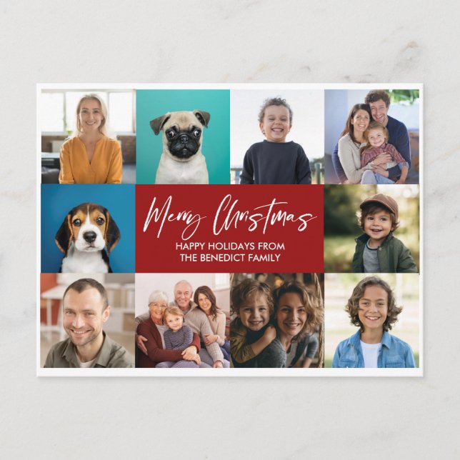 CHRISTMAS YEAR IN REVIEW 10 PHOTOS HOLIDAY POSTCARD (Front)