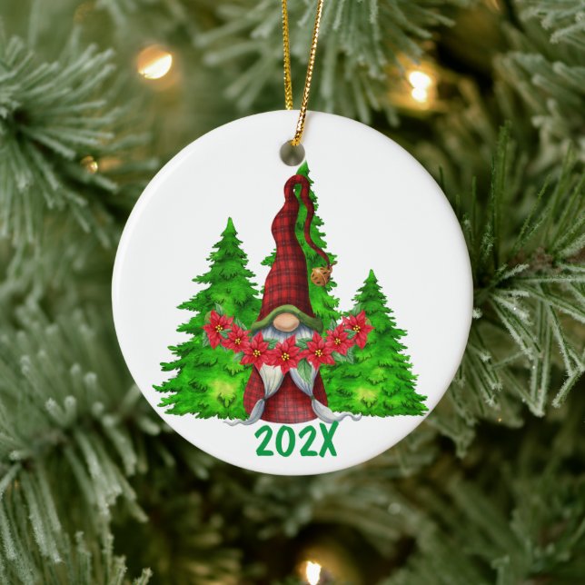 Christmas Yearly Gnome Ceramic Ornament (Tree)