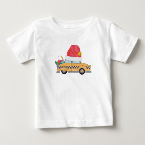 Christmas yellow cab with gifts baby T_Shirt