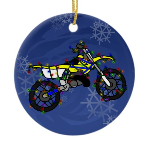 Christmas Yellow Dirt Bike Ornament