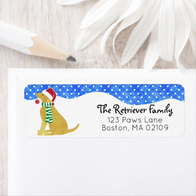 Christmas Yellow Lab Holiday Dog Label (Insitu)