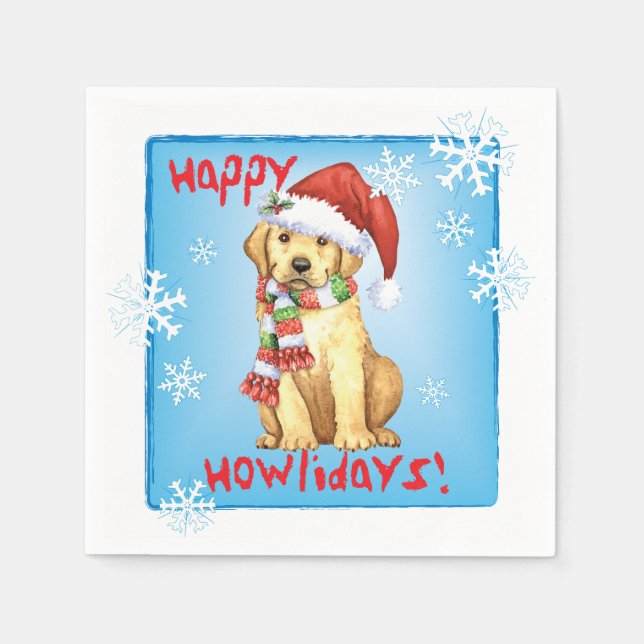 Christmas Yellow Lab Napkins (Front)