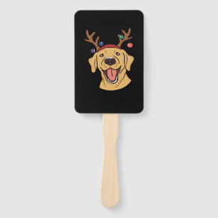 Christmas Yellow Lab Tri-blend T-Shirt Hand Fan