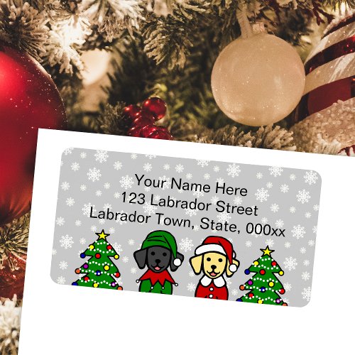 Christmas Yellow Labrador and Black Labrador twins Label