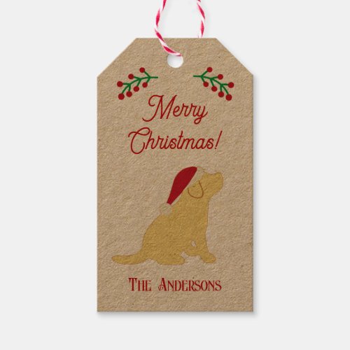 Christmas Yellow Labrador Puppy Silhouette Gift Tags
