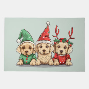 Christmas Yellow Labrador Retriever Dogs Doormat
