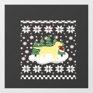 Christmas Yellow Labrador Silhouette Santa Hat Cla Floor Decals
