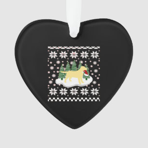 Christmas Yellow Labrador Silhouette Santa Hat Cla Ornament