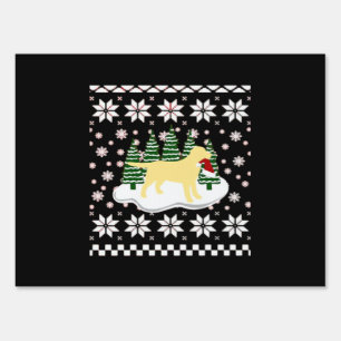 Christmas Yellow Labrador Silhouette Santa Hat Cla Sign