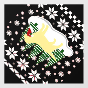 Christmas Yellow Labrador Silhouette Santa Hat Cla Wall Decal