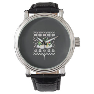 Christmas Yellow Labrador Silhouette Santa Hat Cla Watch