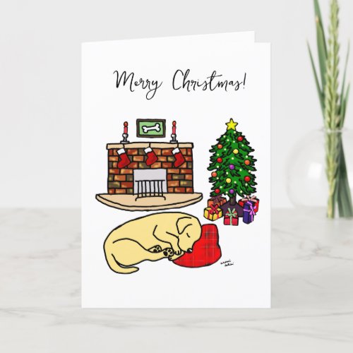 Christmas Yellow Labrador Sleeping Holiday Card