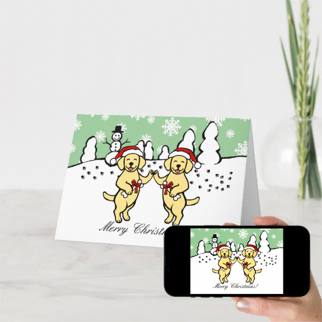 Christmas Yellow Labradors Cartoon Holiday Card Zazzle