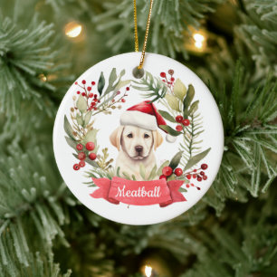 Christmas YellowLab Personalized Ceramic Ornament