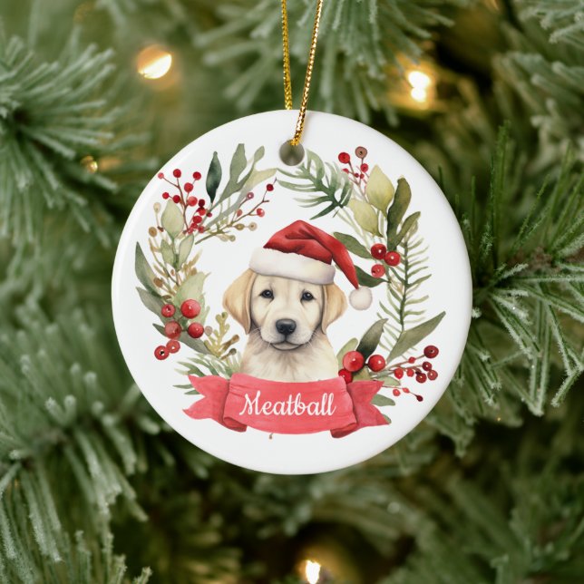 Christmas YellowLab Personalized  Ceramic Ornament (Tree)