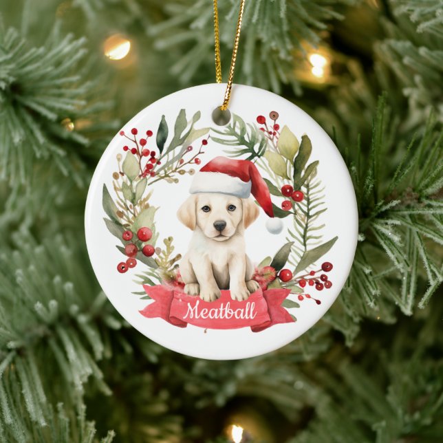 Christmas YellowLab Personalized  Ceramic Ornament (Tree)