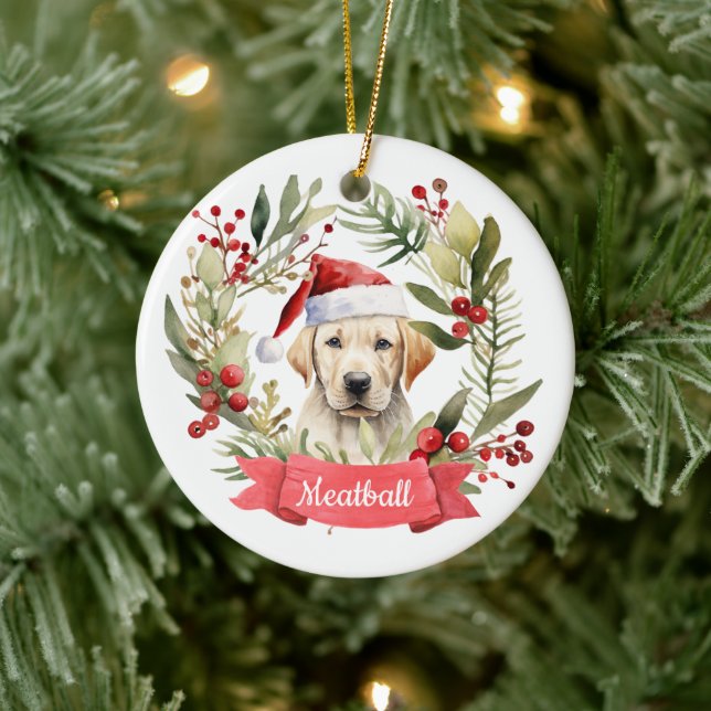 Christmas YellowLab Personalized  Ceramic Ornament (Tree)