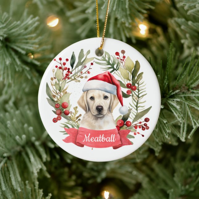 Christmas YellowLab Personalized  Ceramic Ornament (Tree)
