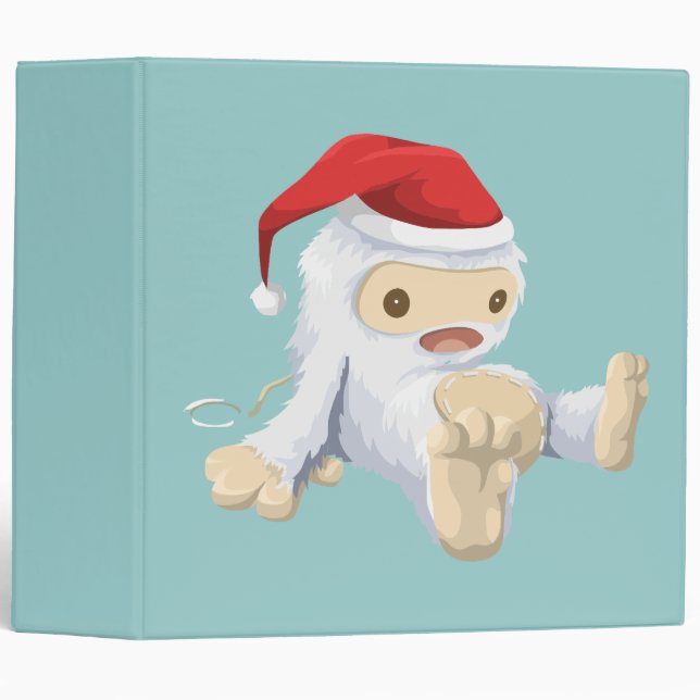 Christmas Yeti Doll Wearing a Santa Hat 3 Ring Binder (Front/Spine)