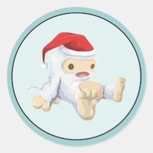 Christmas Yeti Doll Wearing a Santa Hat Classic Round Sticker