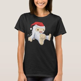 Christmas Yeti Doll Wearing a Santa Hat T-Shirt