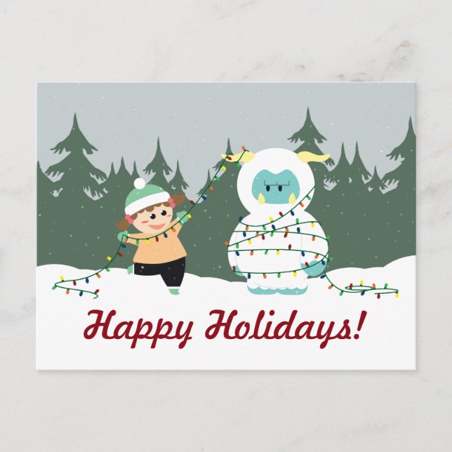 Christmas Yeti Holiday Postcard (Front)