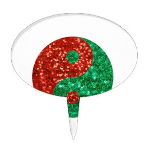 christmas yin yang cake topper