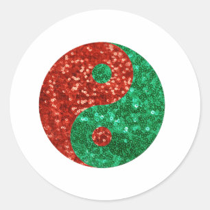 christmas yin yang classic round sticker