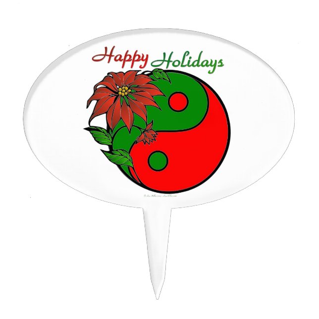 Christmas Yin Yang Poinsettia Cake Topper (Front)