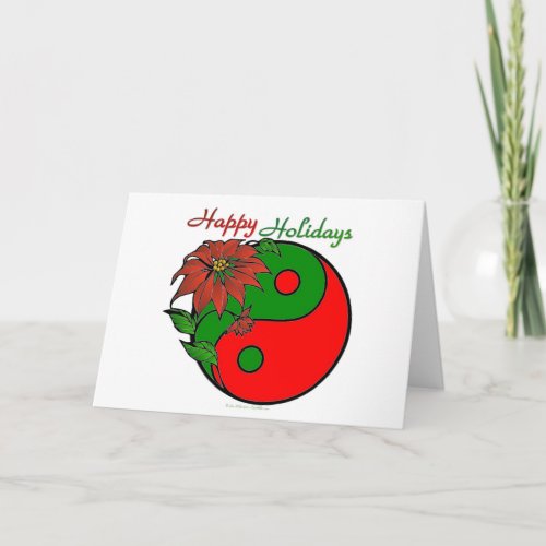 Christmas Yin Yang Poinsettia Holiday Card