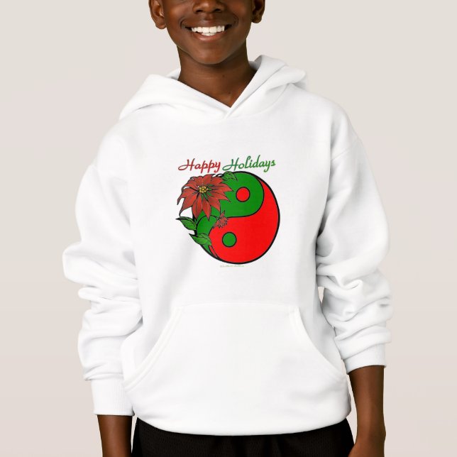 Christmas Yin Yang Poinsettia Hoodie (Front)