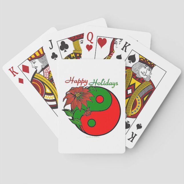 Christmas Yin Yang Poinsettia Poker Cards (Back)