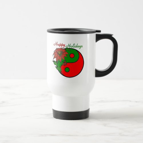 Christmas Yin Yang Poinsettia Travel Mug