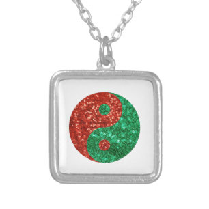 christmas yin yang silver plated necklace