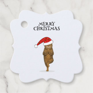 Christmas yoga cat your text favor tags