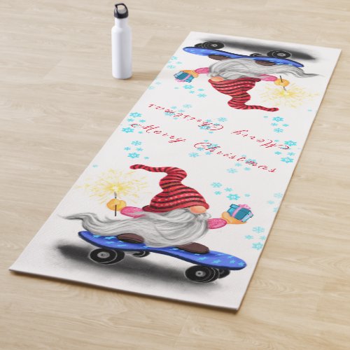 Christmas Yoga Mat Gnome with Gifts