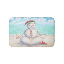 Christmas Yoga on the beach Bath Mat