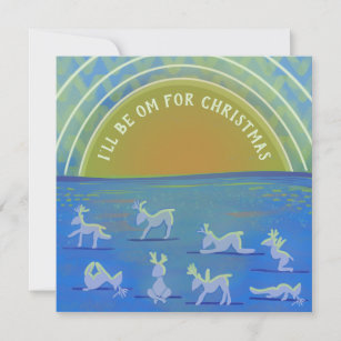 Christmas Yoga Reindeer  Holiday Card