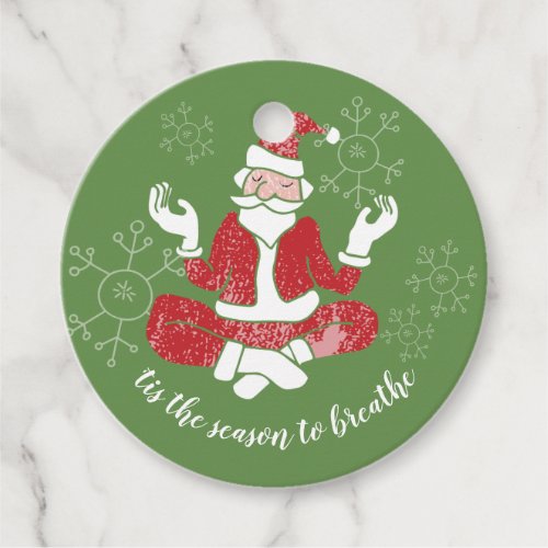 Christmas Yoga Santa Breathe Personalized Favor Tags