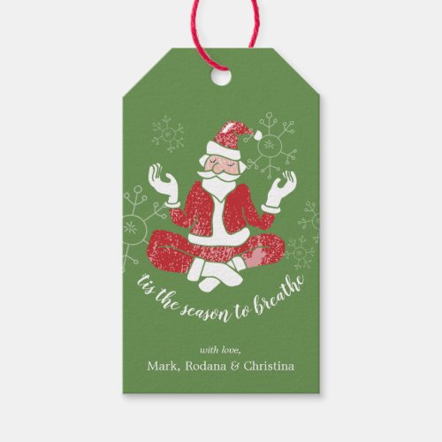 Christmas Yoga Santa Breathe Personalized Gift Tags