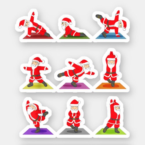 Christmas Yoga Santa Practice Yoga Xmas Meditati Sticker